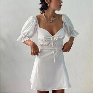 Pretty White Puff Sleeve Mini Dress